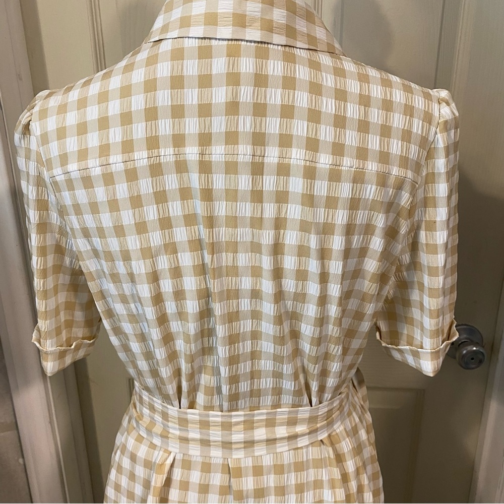 Preston & York Dress Seersucker Woman 6 Gingham Button Down Midi 3/4 sleeve NWT - Picture 8 of 16